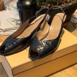 Black heeled leather